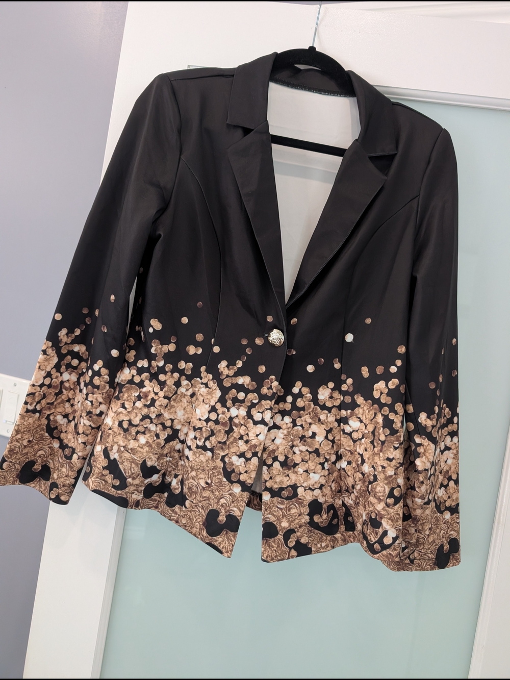 Black Floral Hem Women's Blazer - Elegant Evening Jacket